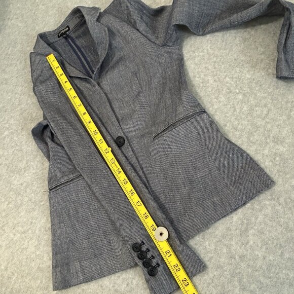 EXPRESS Blazer Womens 0 One Button Denim Look Lightweight Tailored Stretch - Picture 7 of 12